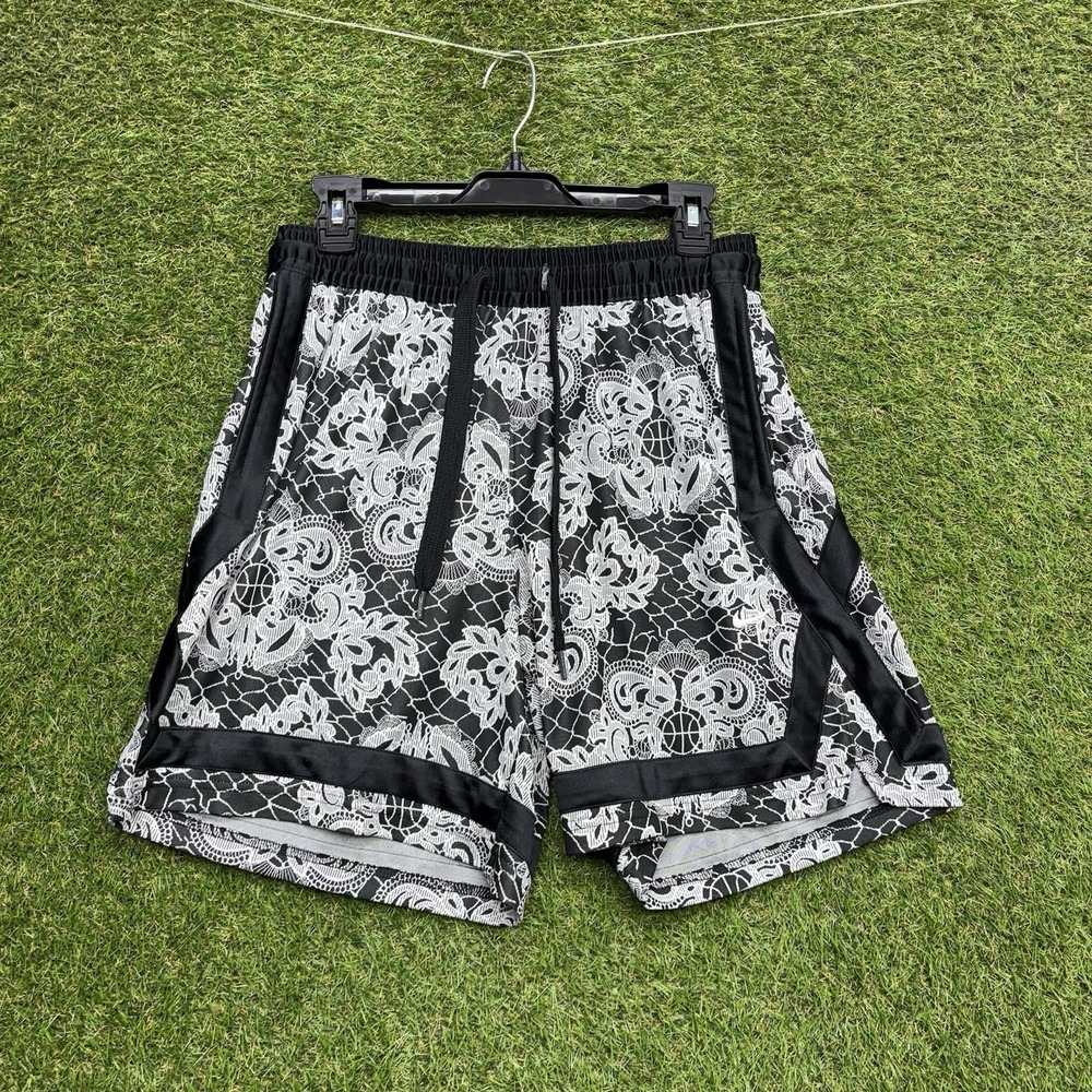 Nike Dri-Fit Basketball Shorts Mens Medium Floral Lace Print Swoosh Fly Diamond